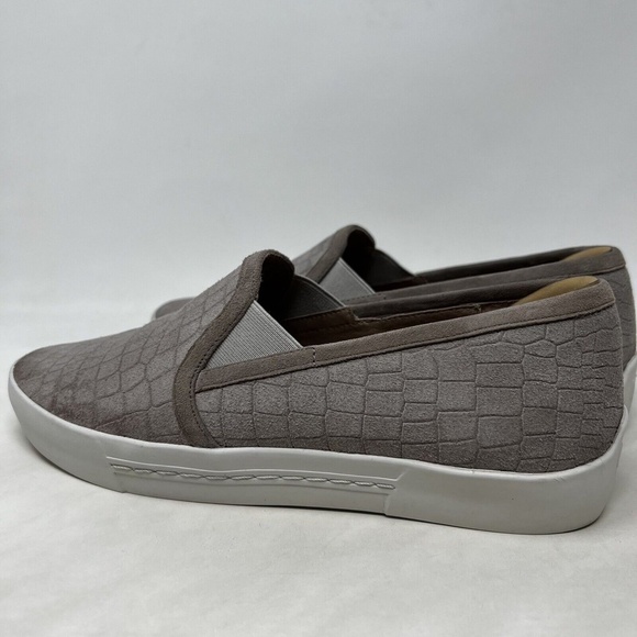 Joie Shoe Slides Huxley Gray Croc Pattern Leather Sneaker Comfort Size 37.5 EUR - Picture 7 of 11